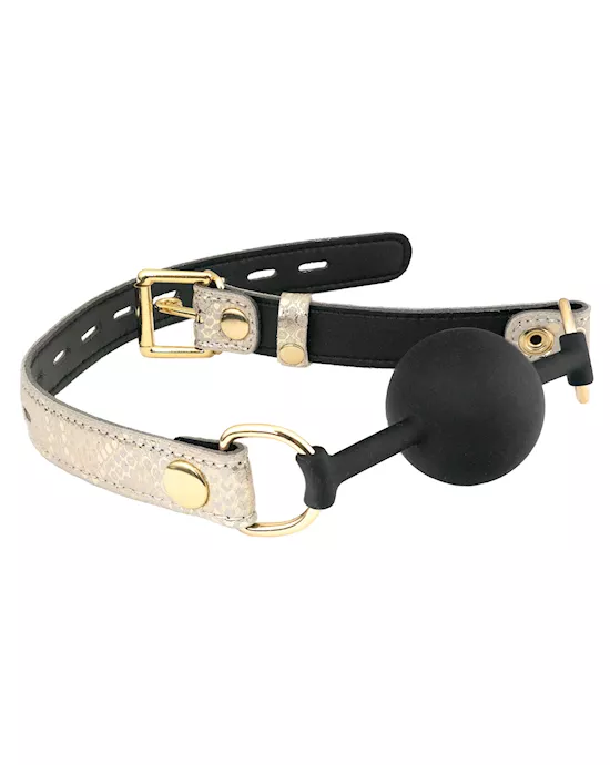 Spartacus Silicone Gag W/leather Lining - White Snakeskin Micro Fiber