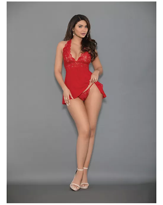 Euphoria Shorty Babydoll & Open Panty Red O/s