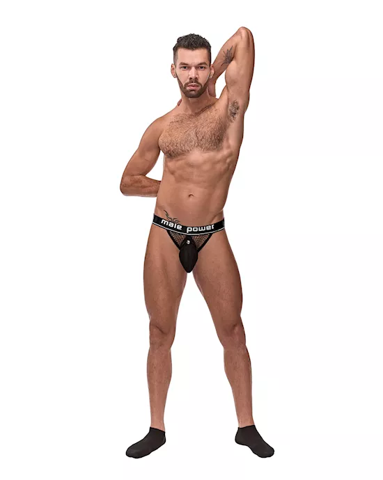 Cock Pit Fishnet Cock Ring Jock Black S/M