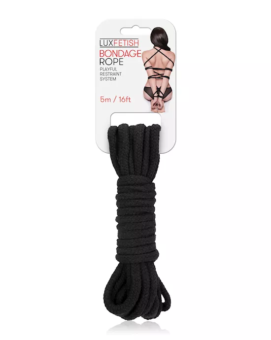 Lux Fetish Bondage Rope - 5m/16 ft  Black