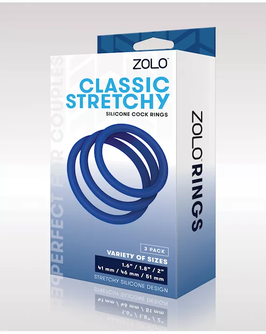 Zolo Stretchy Silicone Cock Rings - Blue