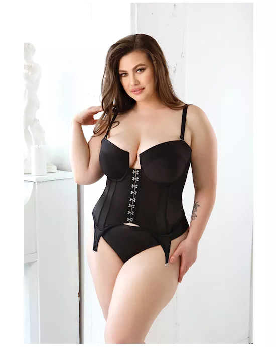 Curve Sloan Cropped Bustier Top & Panty Black 3X/4X