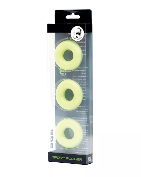 Sport Fucker Chubby Cockring Pack of 3 - Glow