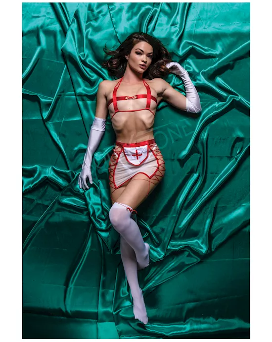 Role Play Naughty Nurse 5 pc Set Red/White S/M