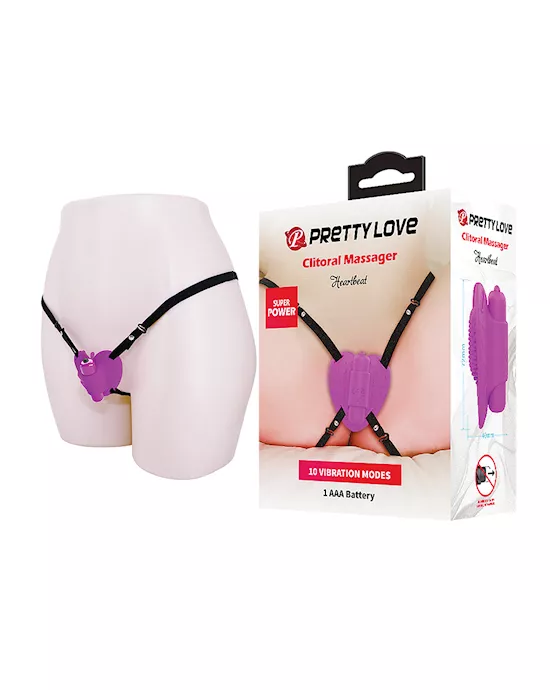 Pretty Love Heartbeat Strap On Clitoral Massager - Fuchsia