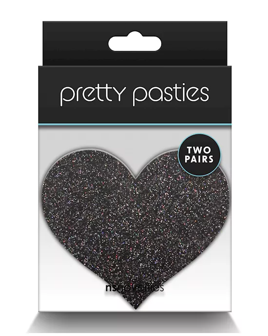 Pretty Pasties Glitter Hearts Black/Gold - 2 Pair