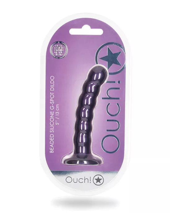 Shots Ouch 5" Beaded G-spot Dildo - Metallic Purple