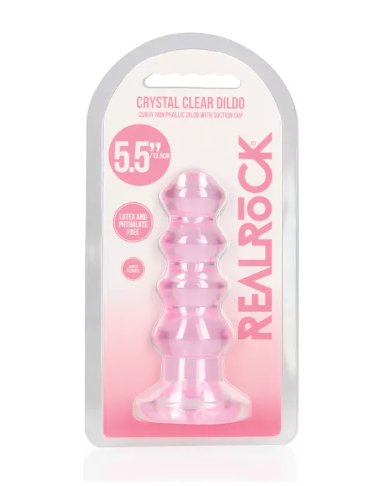 Shots RealRock Crystal Clear 5.5" Curvy Dildo/Butt Plug - Pink