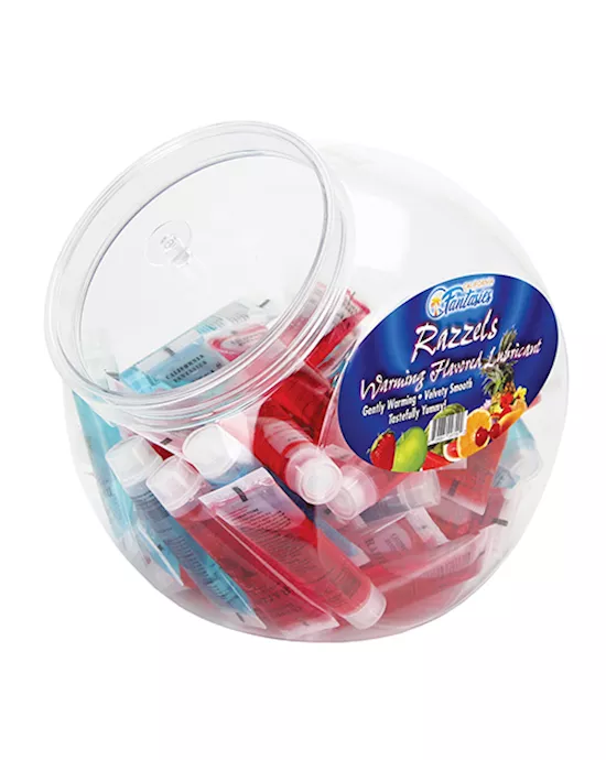 Razzels 3 in 1 Warming Lubricant  - .5 oz Tube Asst. Flavors Bowl of 52