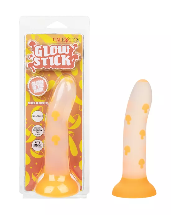 Glow Stick Mushroom Suction Cup Glow-in-the-Dark Dildo - Orange