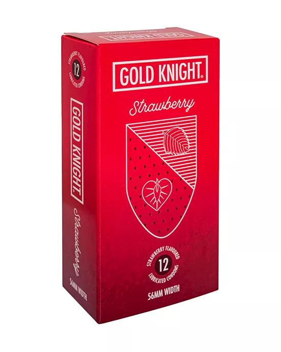 Gold Knight Strawberry Flavoured Latex Condoms
