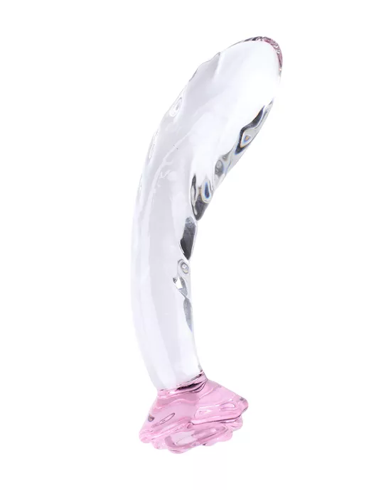 Lucent Rose Ripple Glass Dildo