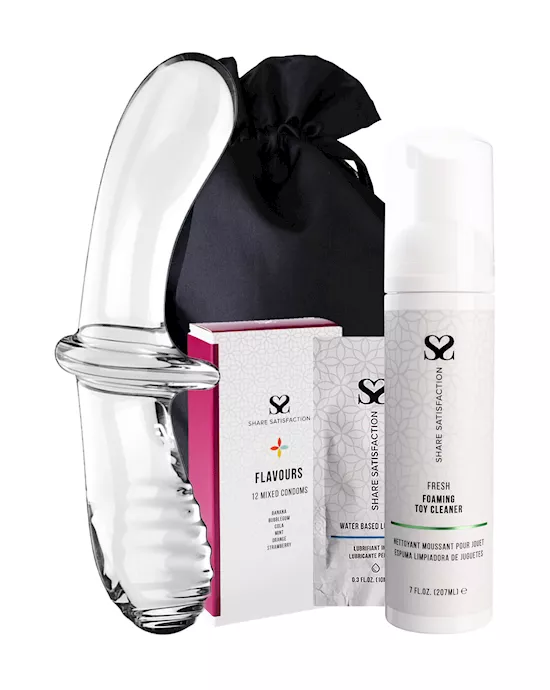 Satisfyer Double Crystal Glass Dildo - Essentials Bundle