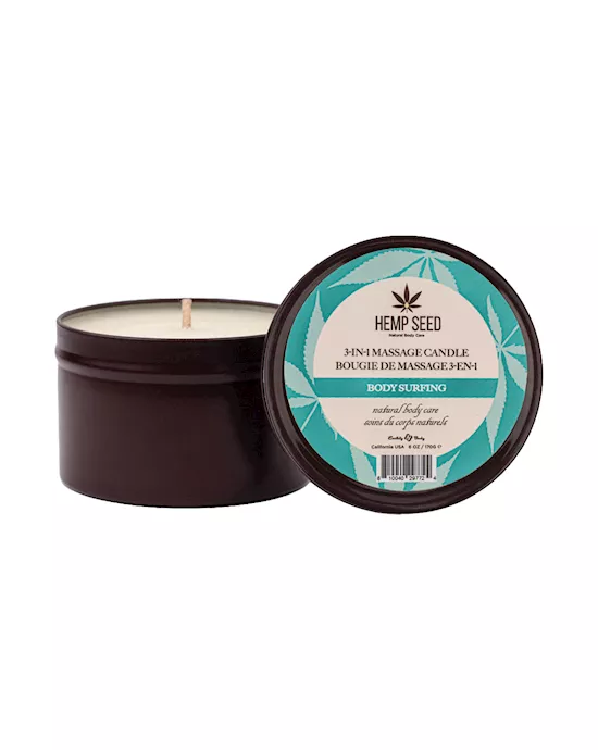 Hemp Seed 3 In 1 Massage Candle Body Surfing (Aquatic Notes, Magnolia, Solar Florals) Scented