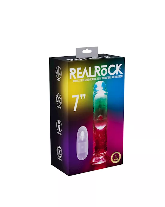 RealRock LED Vibrating Dildo With Remote 7 Inch