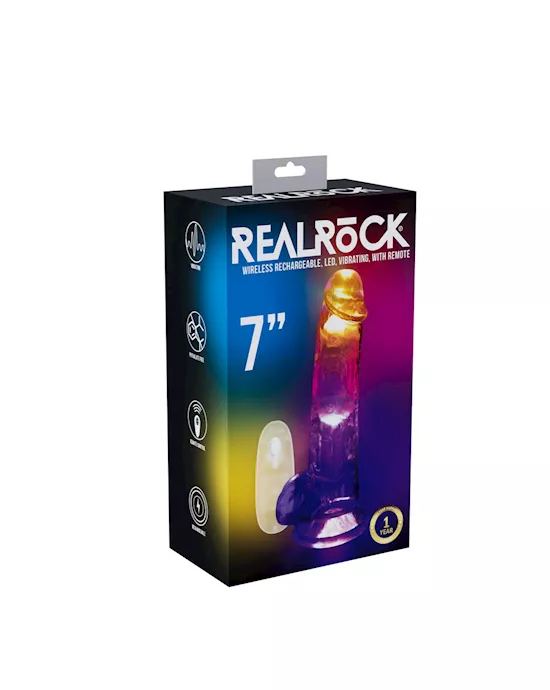 RealRock LED Vibrating Dildo & Balls With Remote 7 Inch
