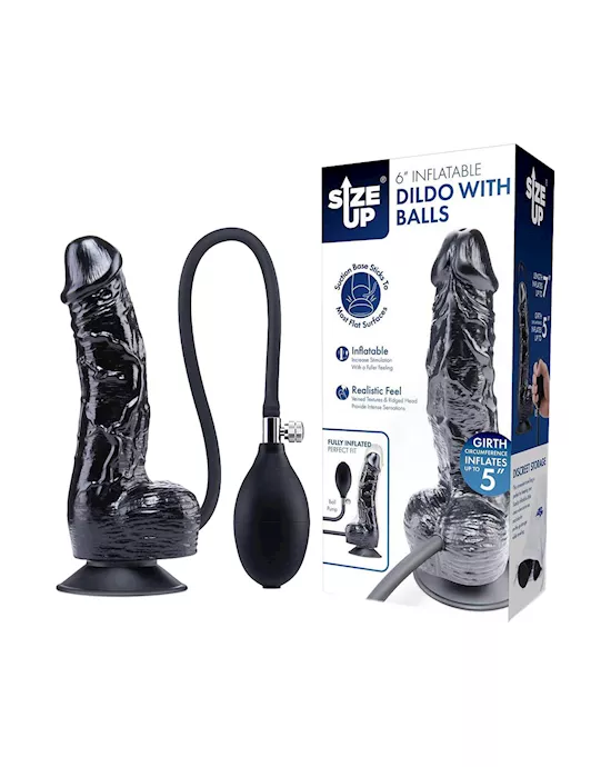 Size Up Inflatable Dildo With Balls 6 Inch
