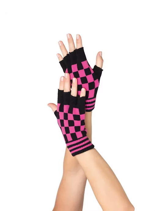 Checkerboard fingerless Gloves