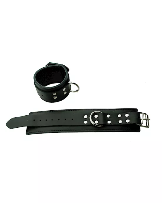 Black Leather Cuffs with D Ring