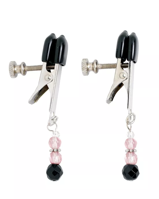 Broad Tip Clamp with Pink Beads