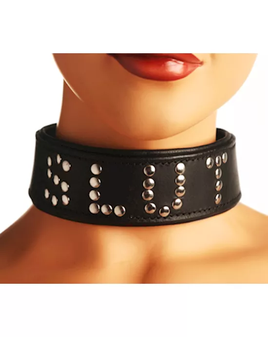 Studded Leather Slut Collar