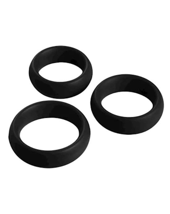 3 Piece Silicone Cock Ring Set Black