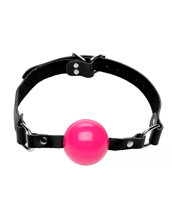 Pink Silicone Ball Gag with Leather Straps
