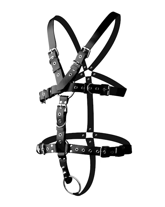Strict Leather Body Harness with Cock Ring Medium Large